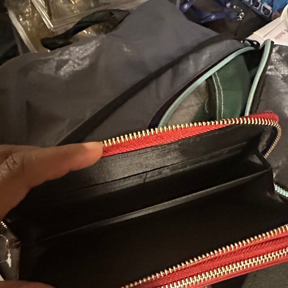 Red Patent Zip-Around Wallet with Gold Medallion Accent - Picture 5 of 5